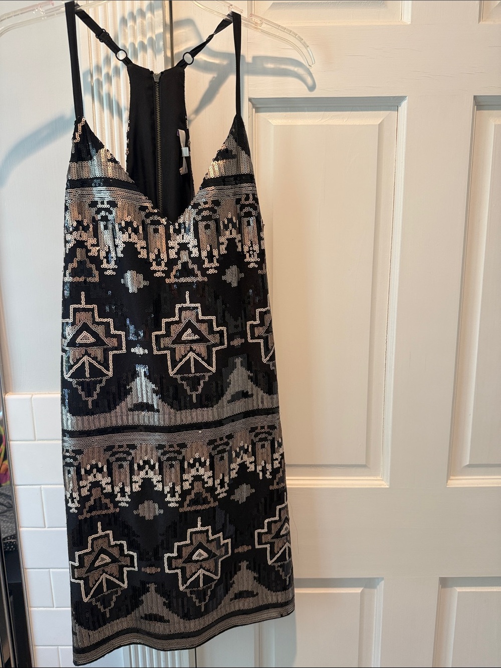 Lavender Brown Black Sequin Patterned Slip Dress